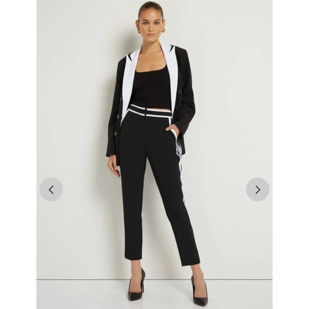 New‎ York & Company Mid-Rise Side-Striped Dress Pants Women's 12P Black White